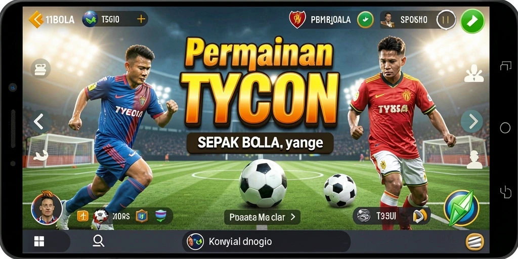 Tampilan gameplay menarik dari 11BOLA dengan desain tim dan stadion.