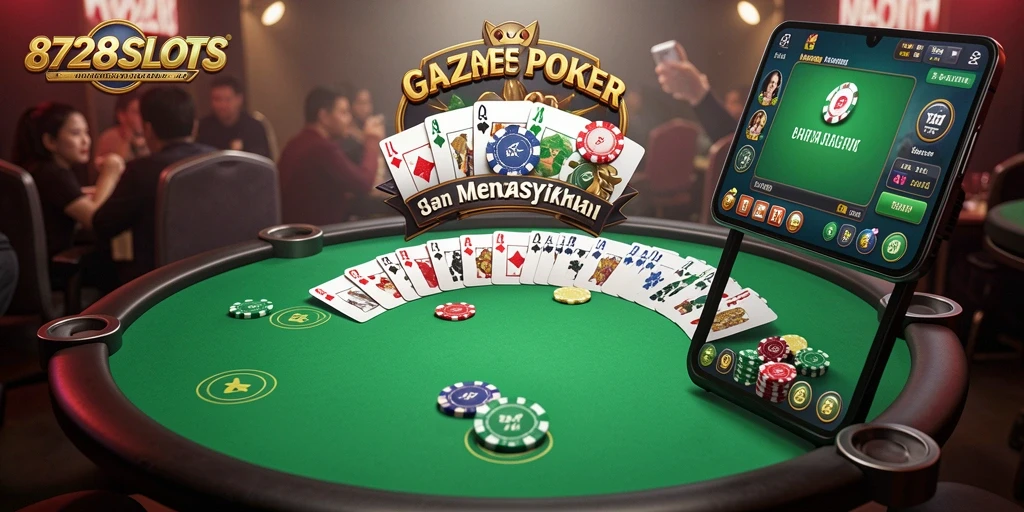 Tampilan menarik dari gameplay Poker di 8728SLOTS.