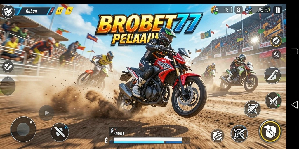 Gameplay seru dari BROBET77 dengan balapan motor yang mendebarkan.