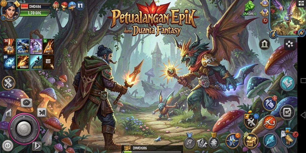 Screenshot gameplay DMD686 dengan aksi pertarungan yang mendebarkan.