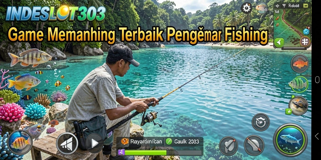 Tampilan gameplay INDESLOT303 dengan aksi memancing yang seru dan menantang.