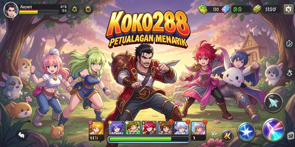 Tampilan screenshot KOKO288 menunjukkan pertarungan karakter anime yang seru.
