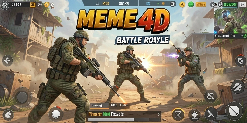 Tampilan gameplay Battle Royale yang intens dan menarik di MEME4D.