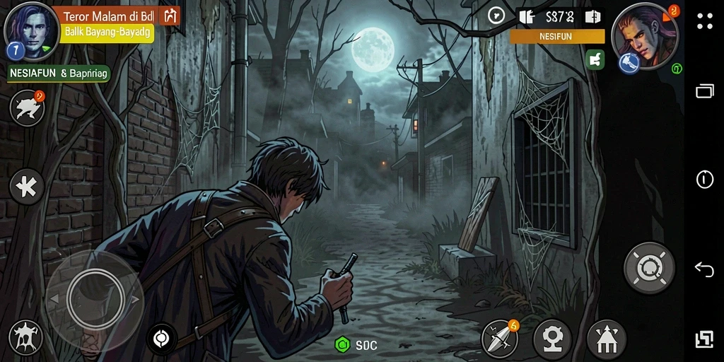 Tampilan gameplay menegangkan dari NESIAFUN dengan suasana horor yang intens.