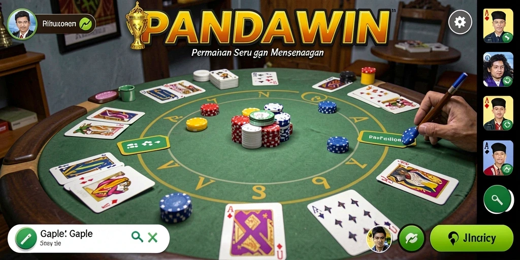 Tangkapan layar gameplay PANDAWIN menunjukkan suasana seru permainan Gaple.