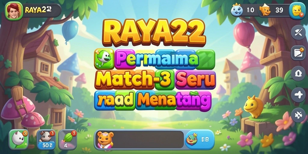 Screenshot gameplay RAYA22 yang menunjukkan keseruan permainan Match-3.