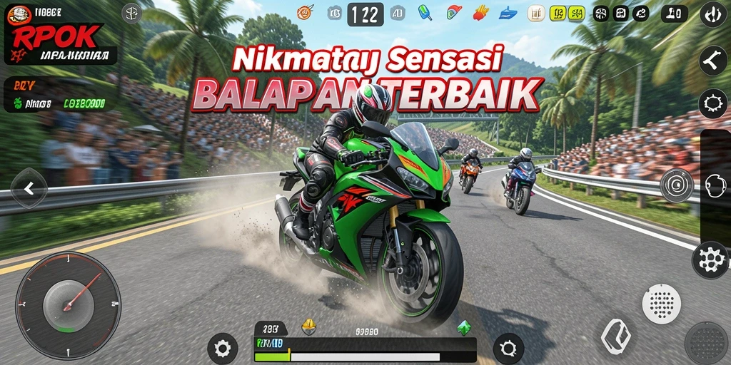 Tampilan gameplay RPOK yang mendebarkan dalam balapan motor.
