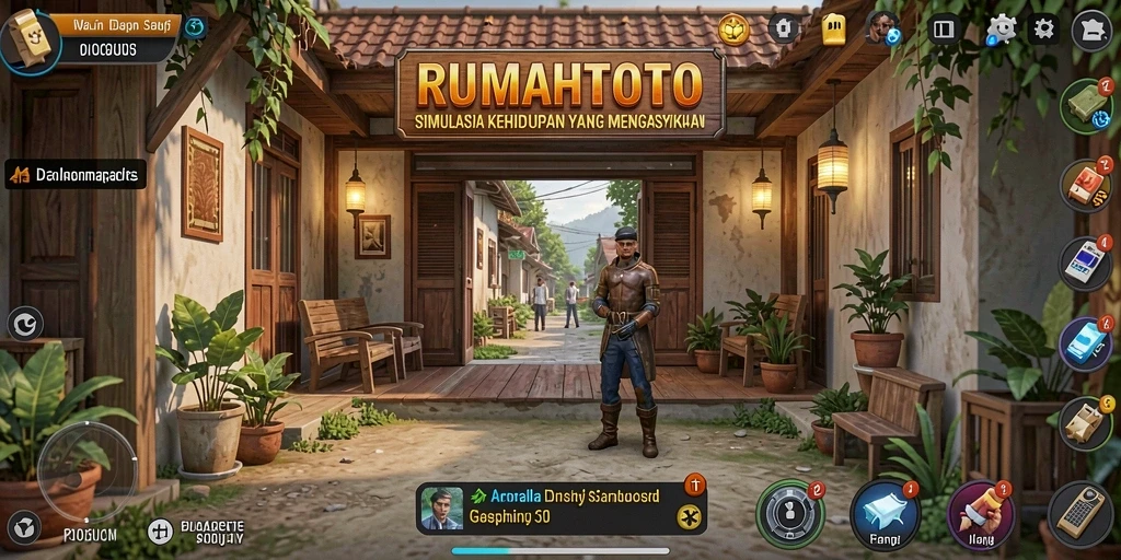 Tangkapan layar dari gameplay RUMAHTOTO yang menampilkan desain rumah kreatif.