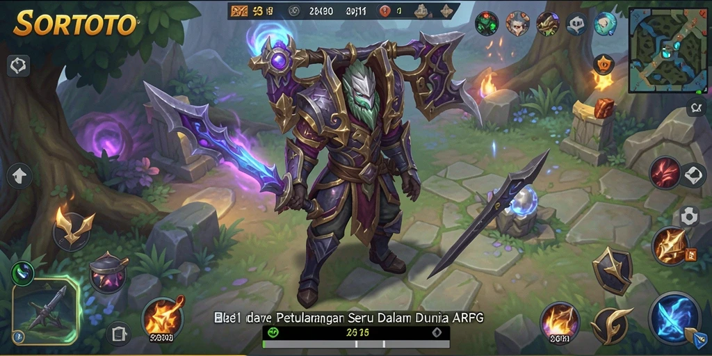 Screenshot menunjukkan aksi seru dalam gameplay SORTOTO ARPG.