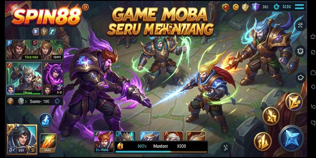 Tampilan intens dari pertempuran dalam SPIN88 di arena MOBA.