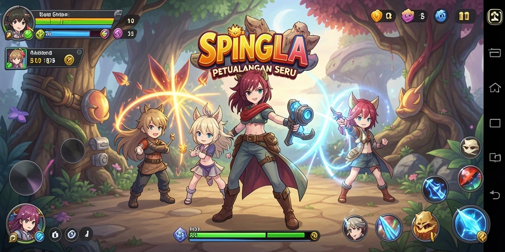 Tampilan gameplay seru dalam <strong>SPINGILA</strong> dengan karakter Anime menarik.