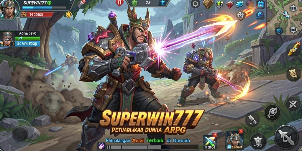 Tampilan aksi mendebarkan dari gameplay <strong>SUPERWIN777</strong> di dunia ARPG.