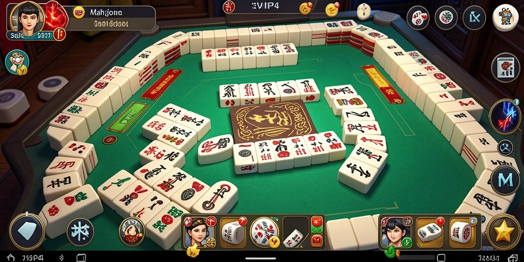 Screenshot gameplay SVIP4 menampilkan suasana permainan Mahjong yang menarik.